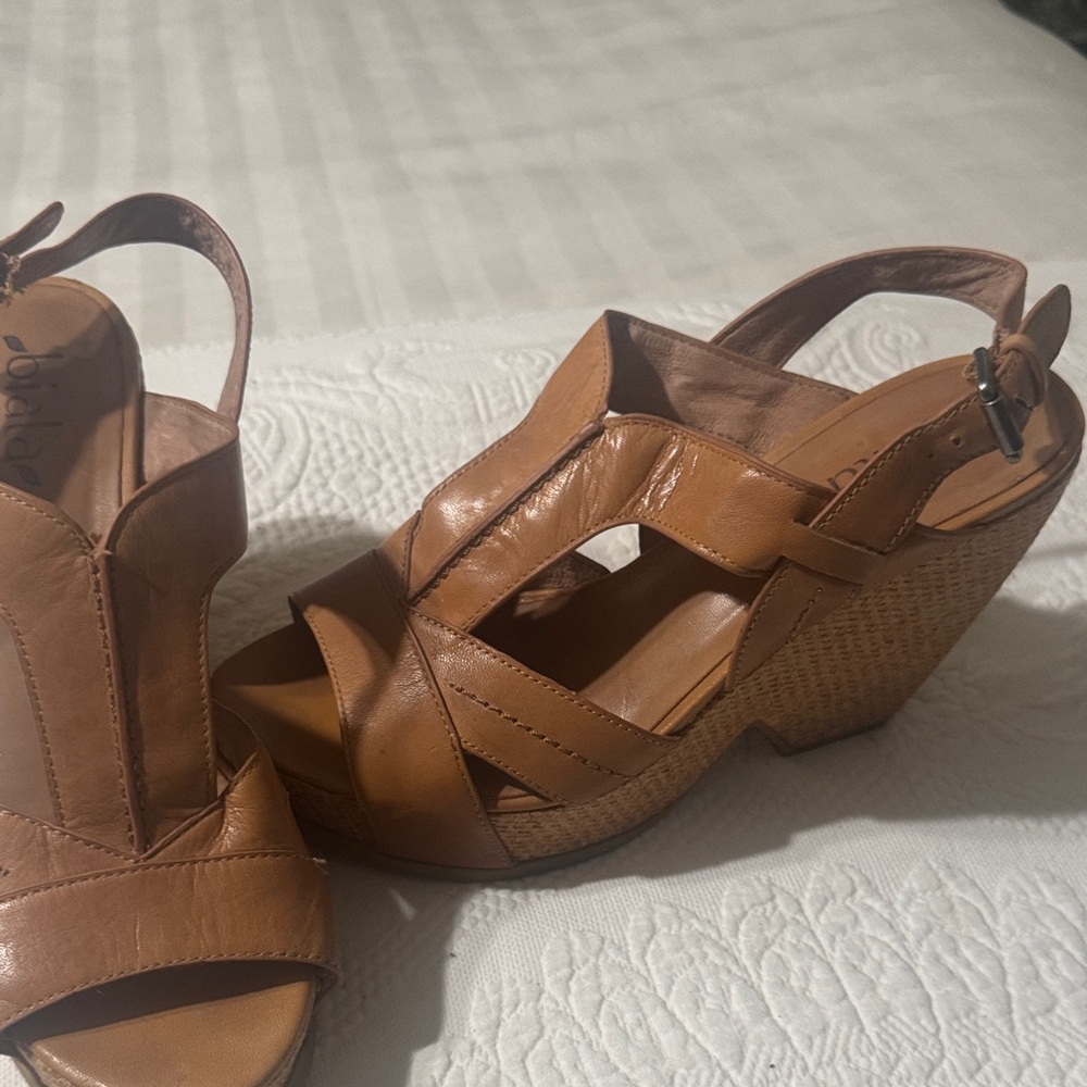 Biala Comfy soft leather Tan Wedge Sandals